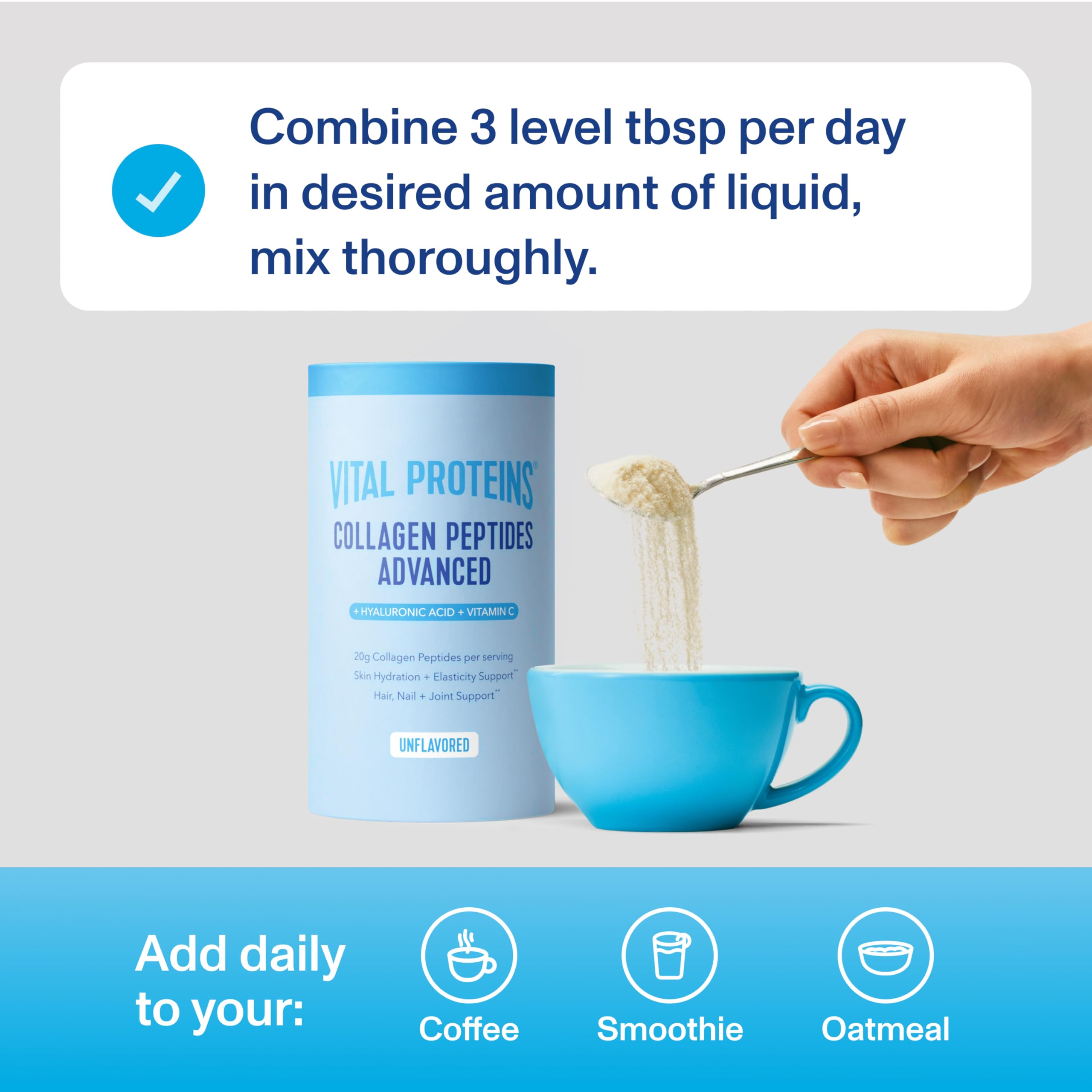 Mezcla de colágeno Vital Proteins para bebidas frías o calientes