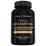 Vital Vitamins Astaxantina 12mg, botella: apoyo diario a la hidratación y elasticidad de la piel.