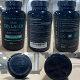 Vital Vitamins Multi Colageno primer plano; cápsulas suaves para comodidad de toma.