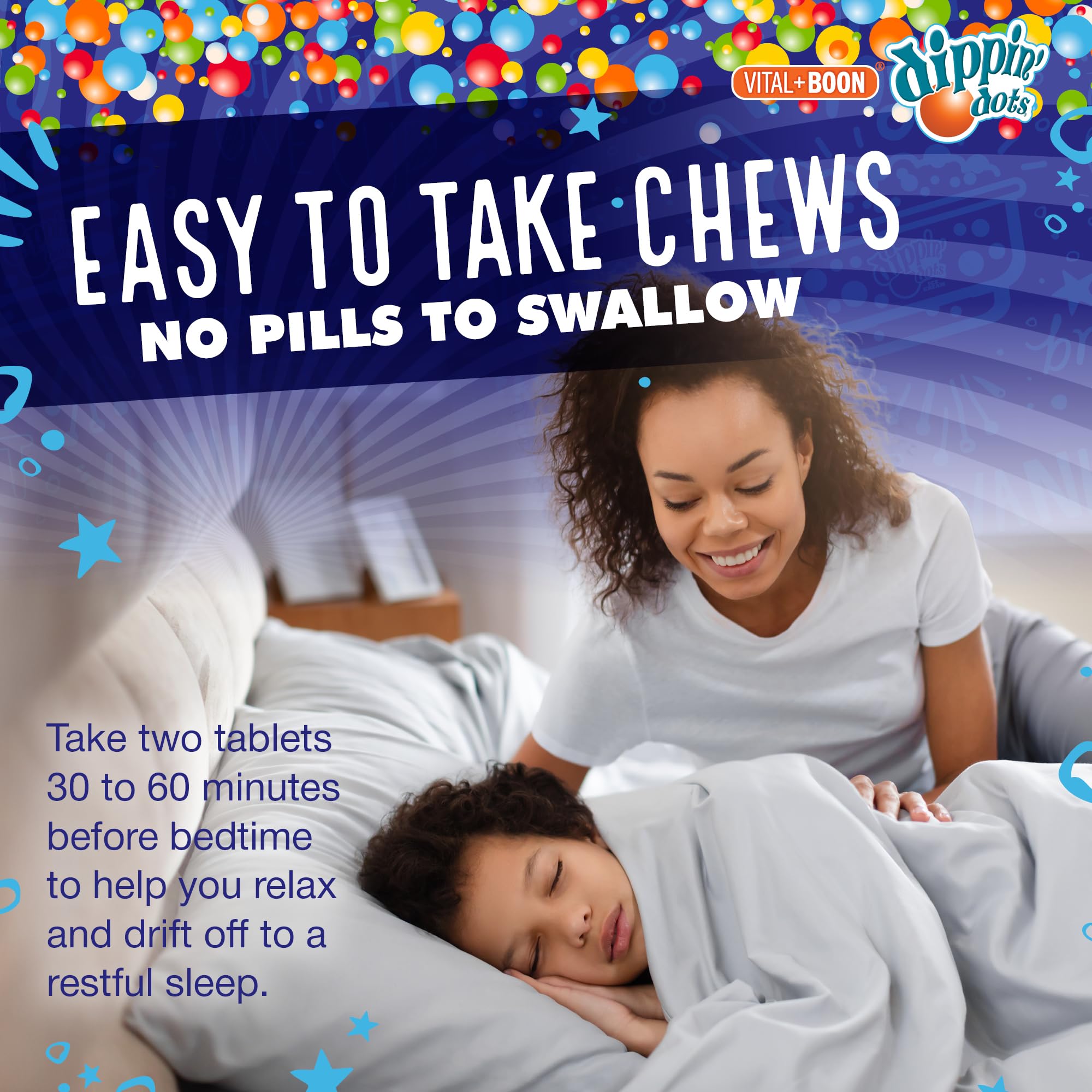 Vital+Boon Dippin' Dots melatonina 10 mg, sabor Sunset Creme para la rutina nocturna