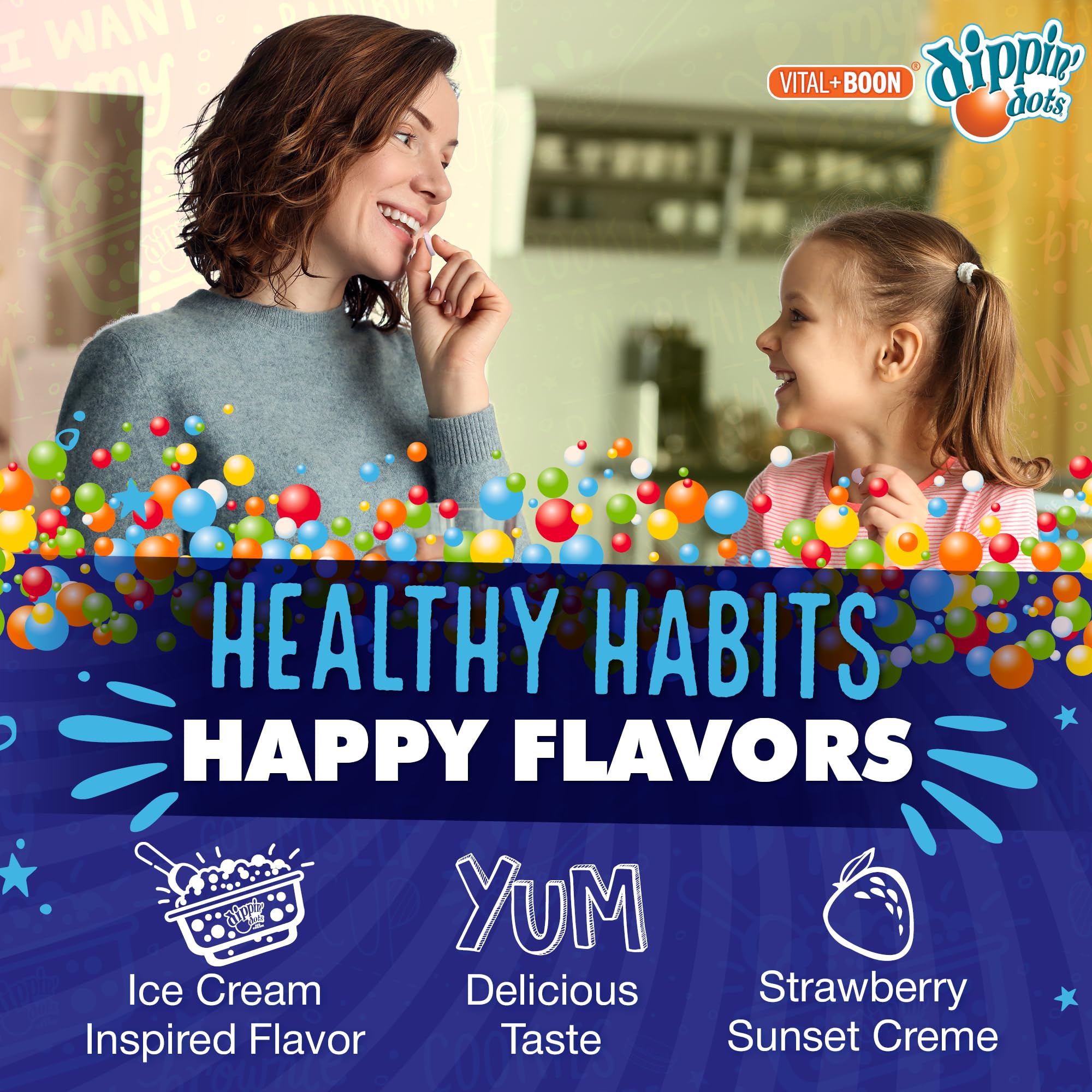 Vital+Boon Dippin' Dots melatonina 10 mg sin azúcar, opciones para dietas