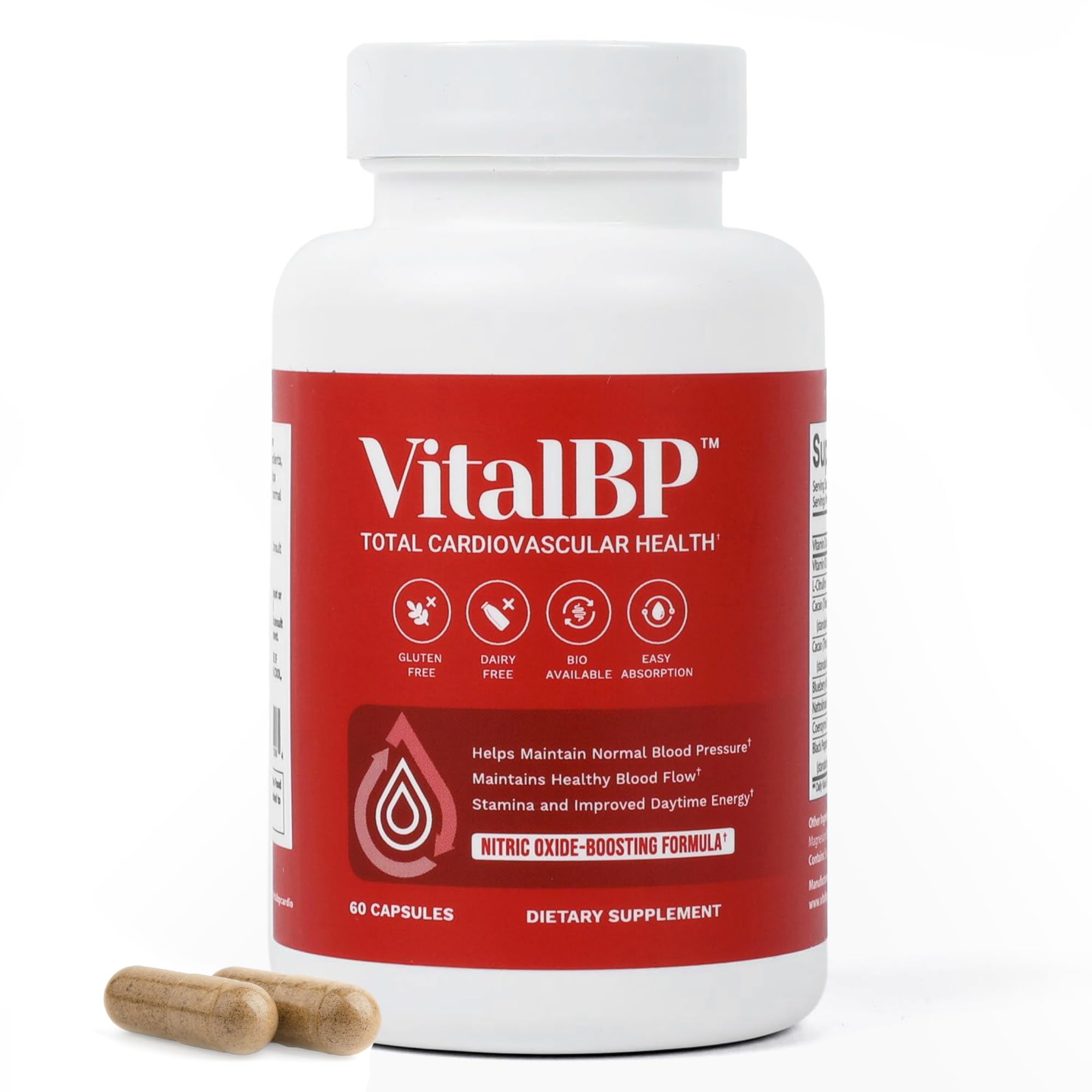 VitalBP cápsulas sobre mesa para apoyo de la circulación diaria