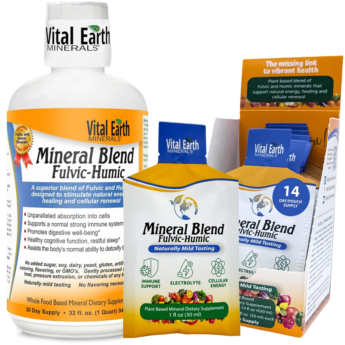 Vital Earth Minerals Detox, botella de 32 onzas para uso diario.