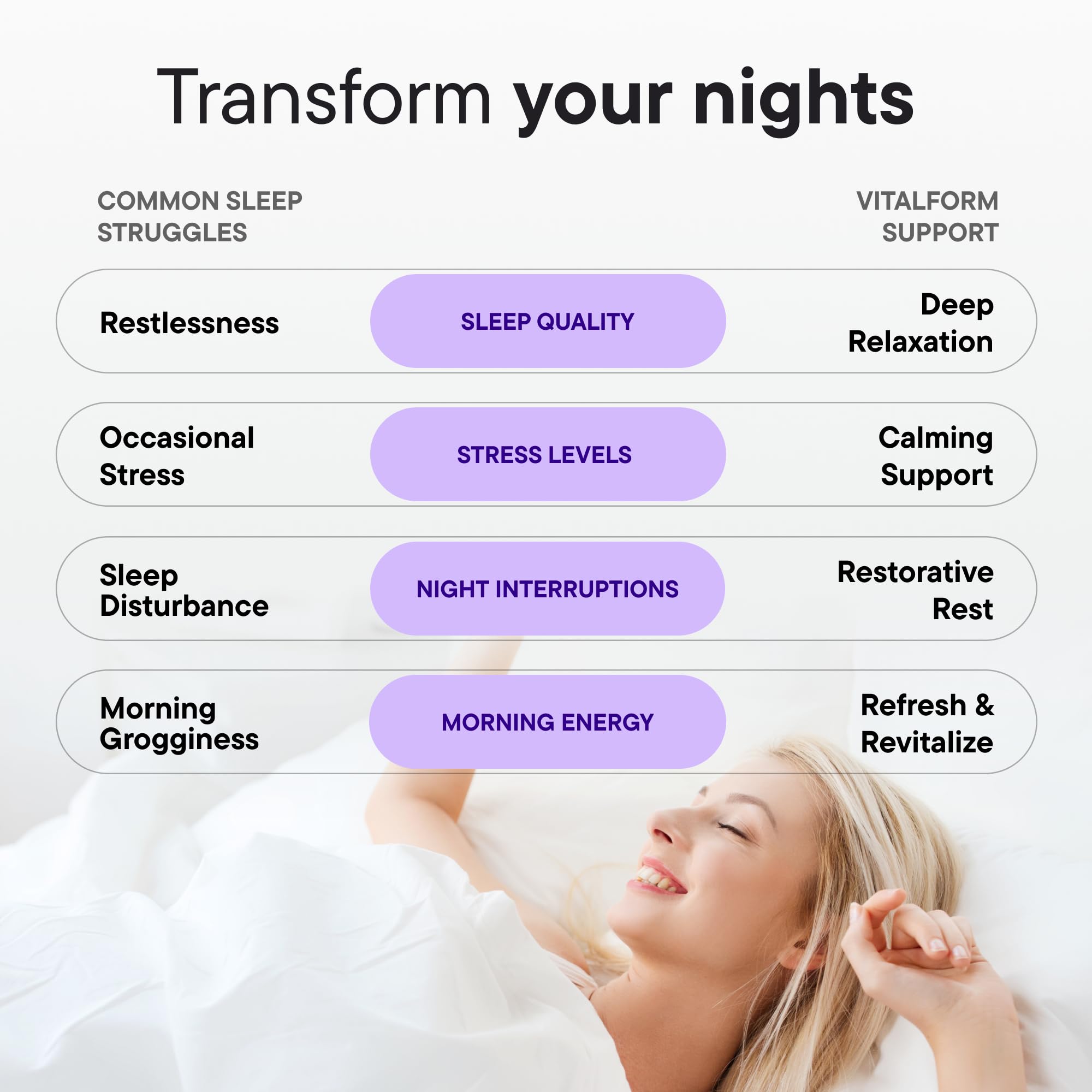 VitalForm botella frontal de descanso transmite confianza y calidad.