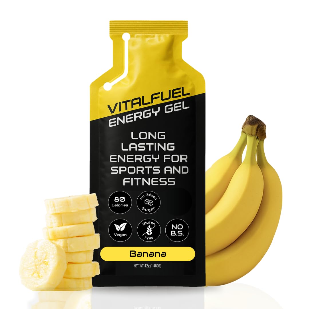 VitalFuel gel platano real para carreras con carbohidratos de absorcion rapida