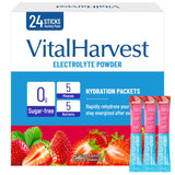 VitalHarvest: empaque de 24 sobres electrolitos, ideal para hidratación rápida.
