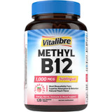 Vitalibre B12 tableta masticable sabor melocotón para energía diaria.