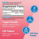 Vitalibre B12 tabletas masticables, envase 120, consumo diario sencillo.