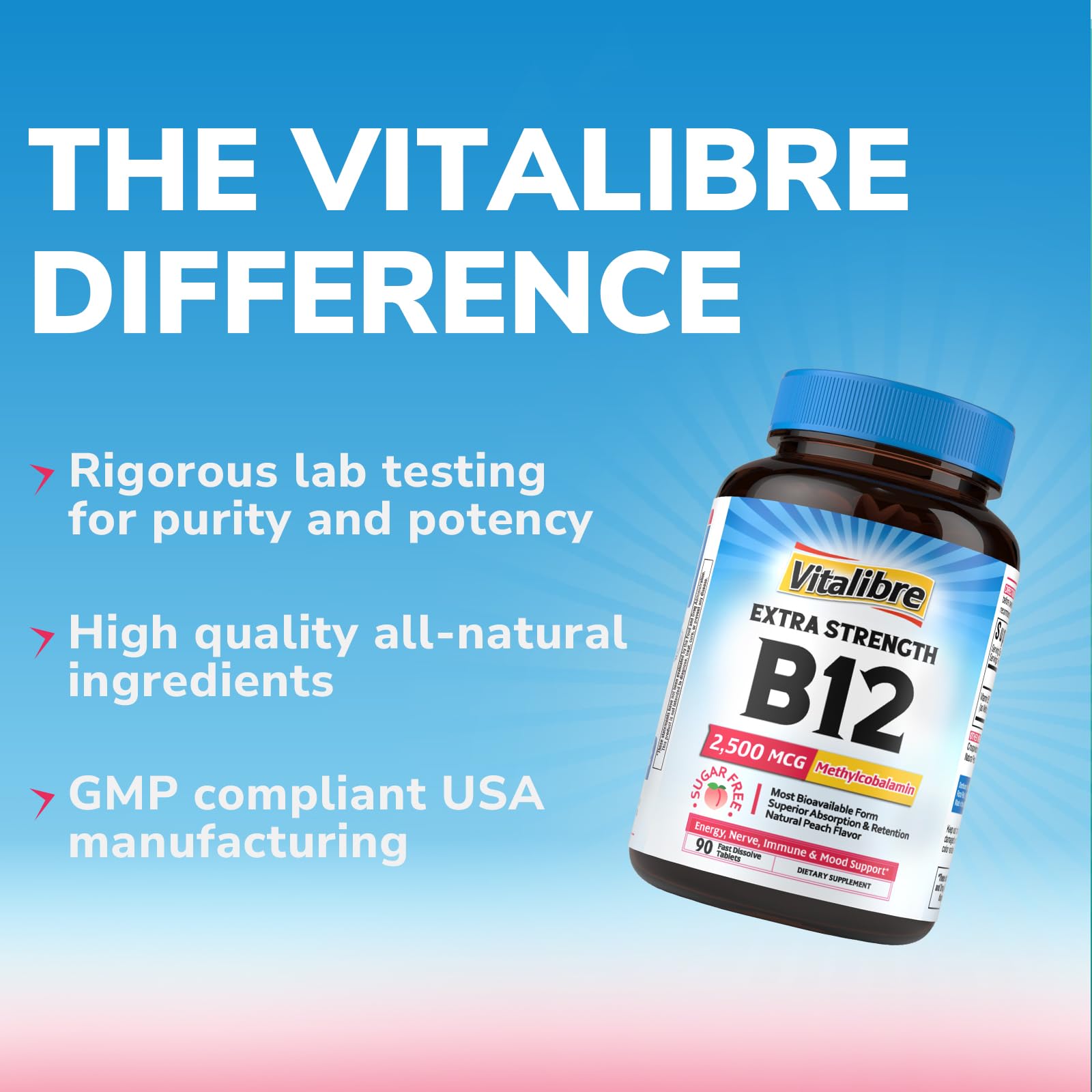 Vitalibre B12 uso diario con sabor durazno para concentración