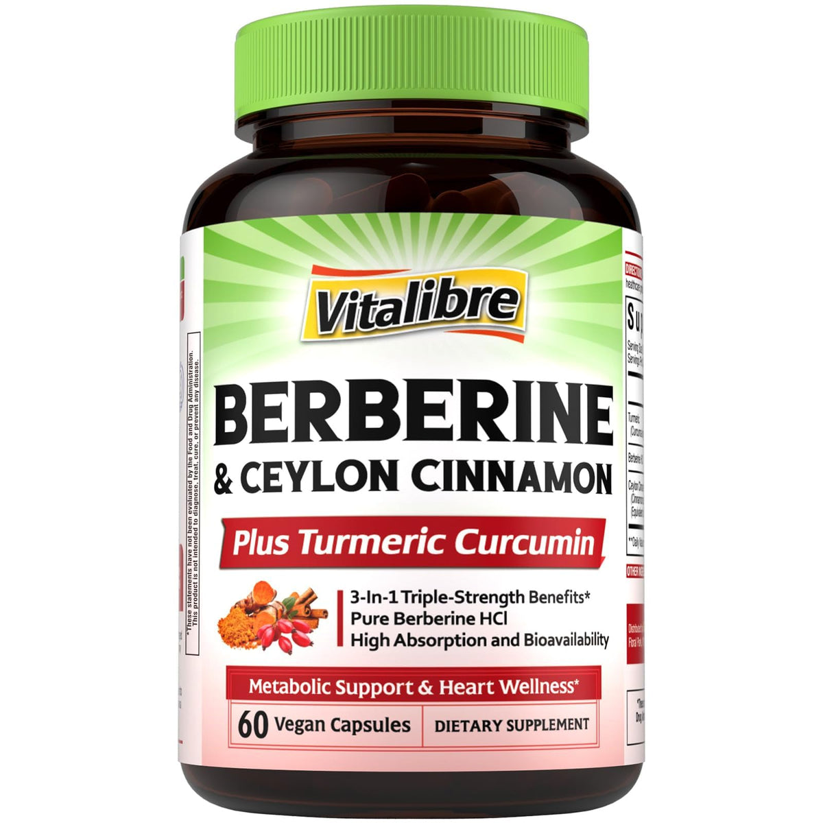 Vitalibre Berberina envase cápsulas, posible apoyo al metabolismo y energía diaria.