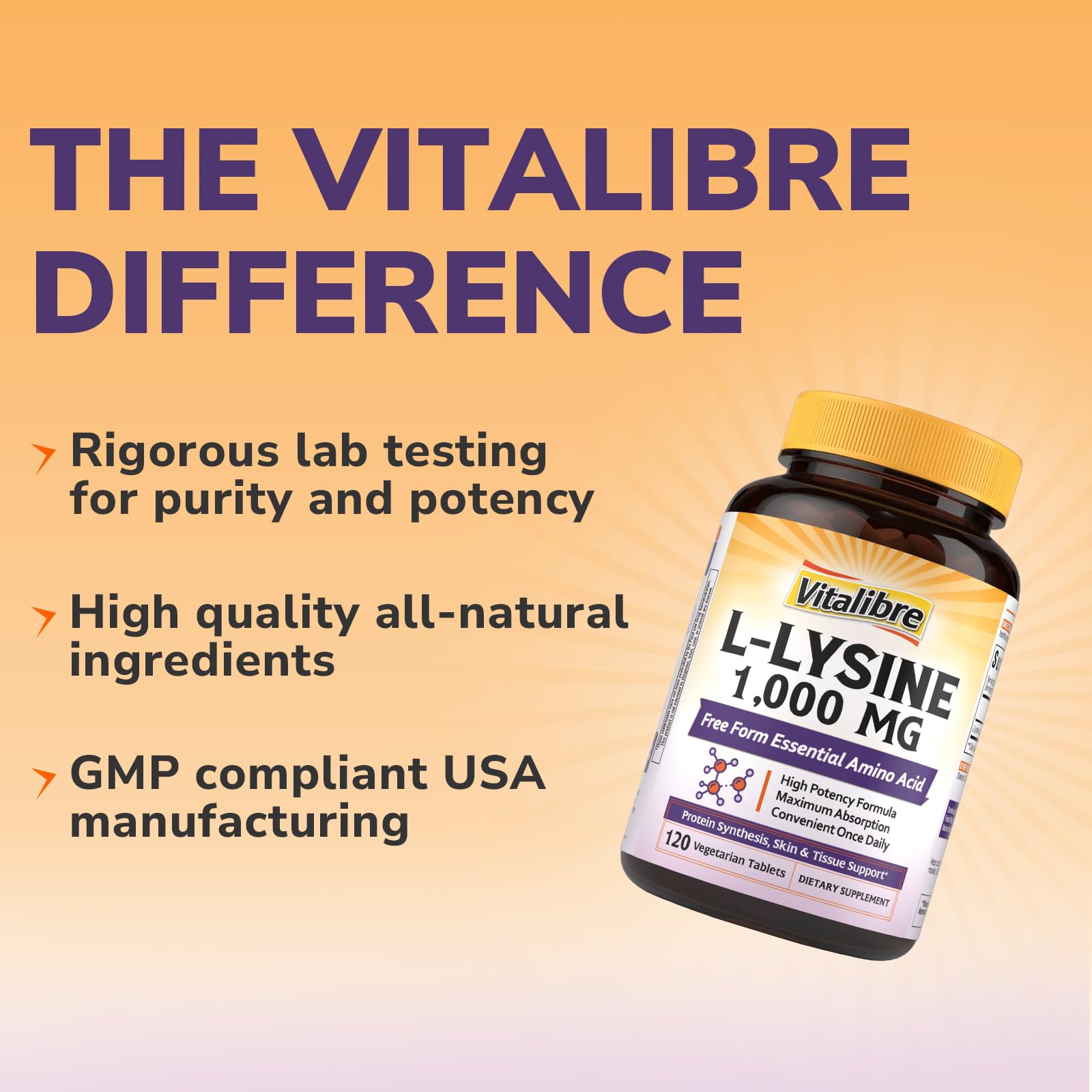 Vitalibre L-Lisina vegana para una nutrición libre de origen animal.