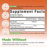 Vitalibre Maca con pimienta negra para mayor absorción de nutrientes.