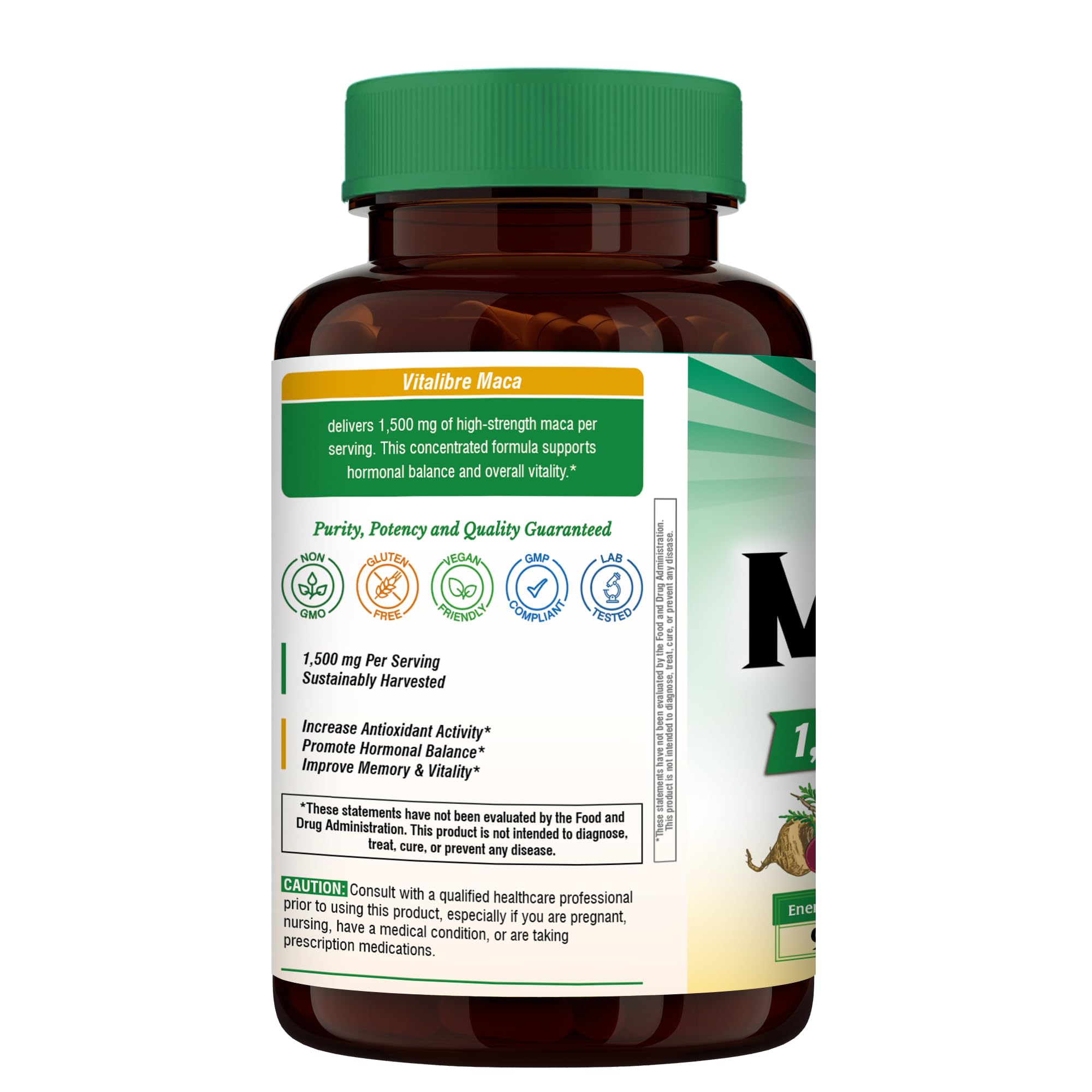 Vitalibre Maca: cápsulas 1500 mg para soporte metabólico y vitalidad diaria.