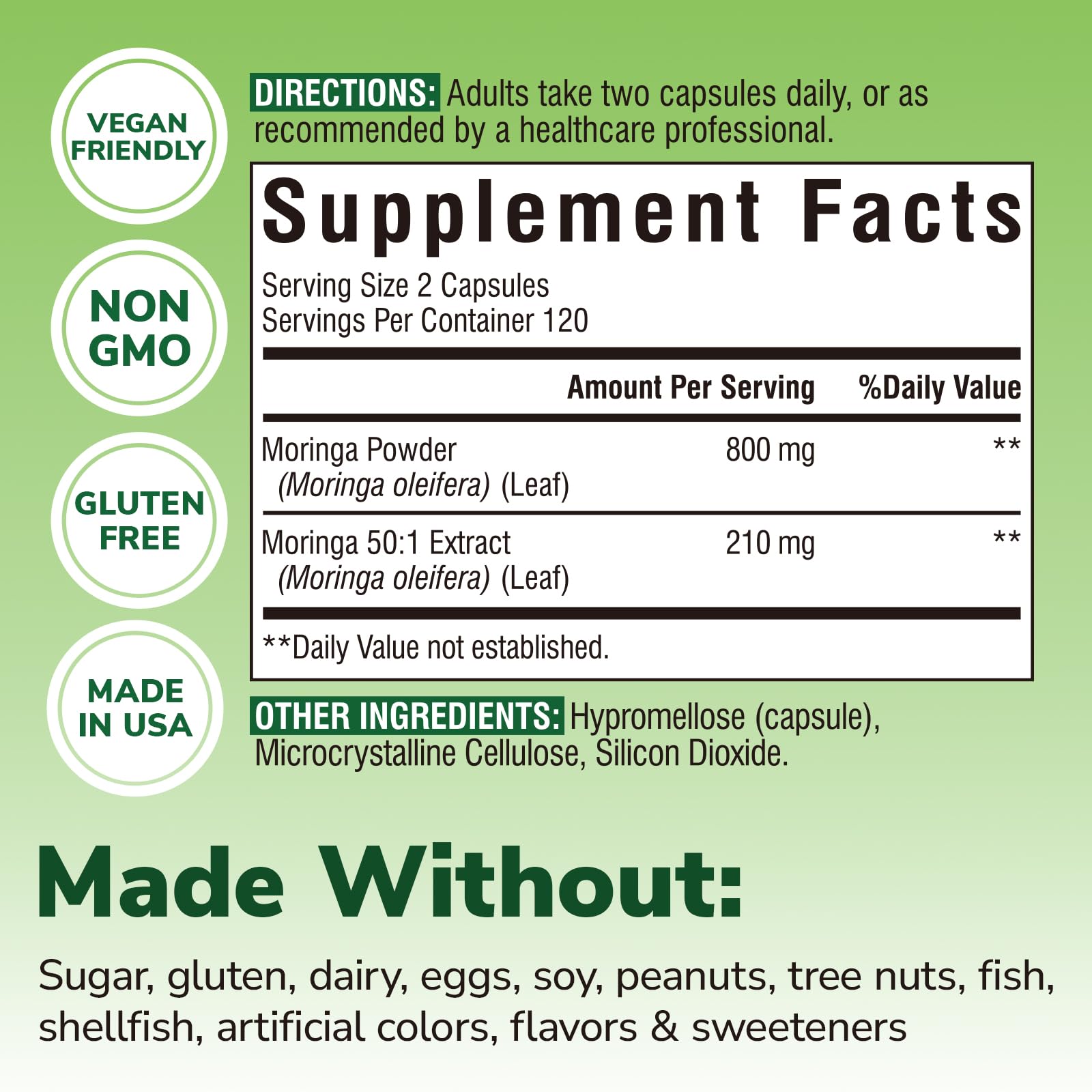 Vitalibre Moringa cápsulas diarias para apoyo nutricional.