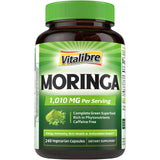 Vitalibre Moringa frasco de cápsulas para energía matutina.