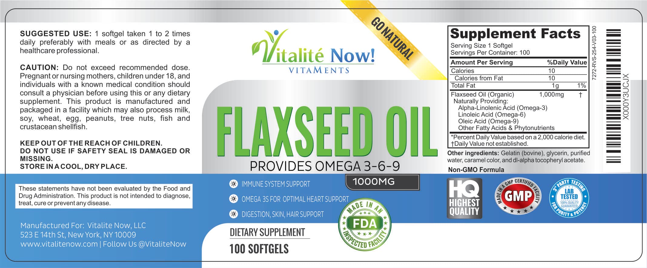 Vitalité Now! dosis diaria de omega 3-6-9 para cabello y uñas.