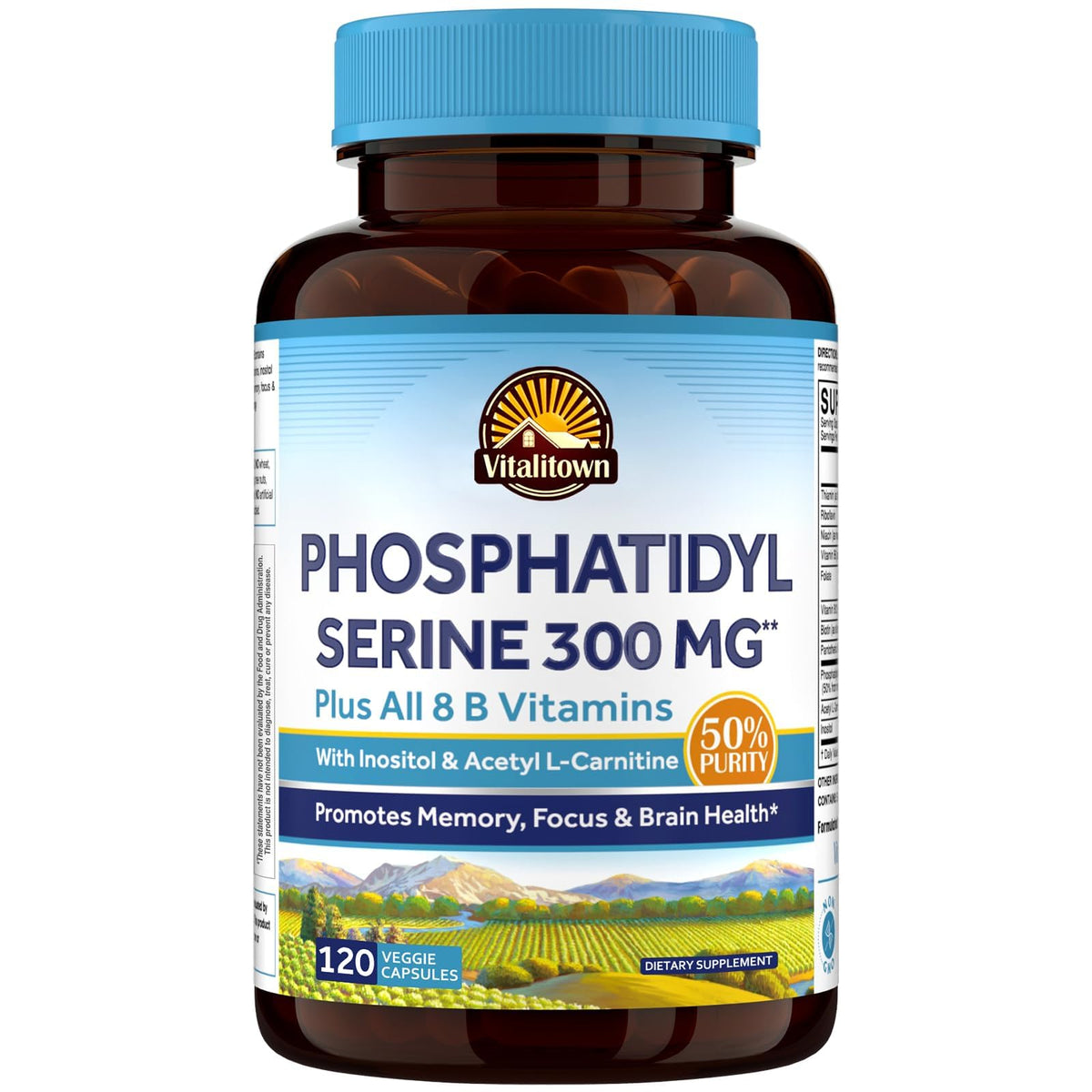 Vitalitown fosfatidilserina 300 mg en envase para memoria y concentración