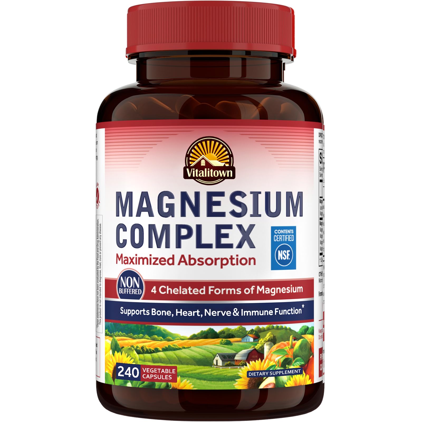 Vitalitown Magnesium Complex, botella de 500 mg para uso diario