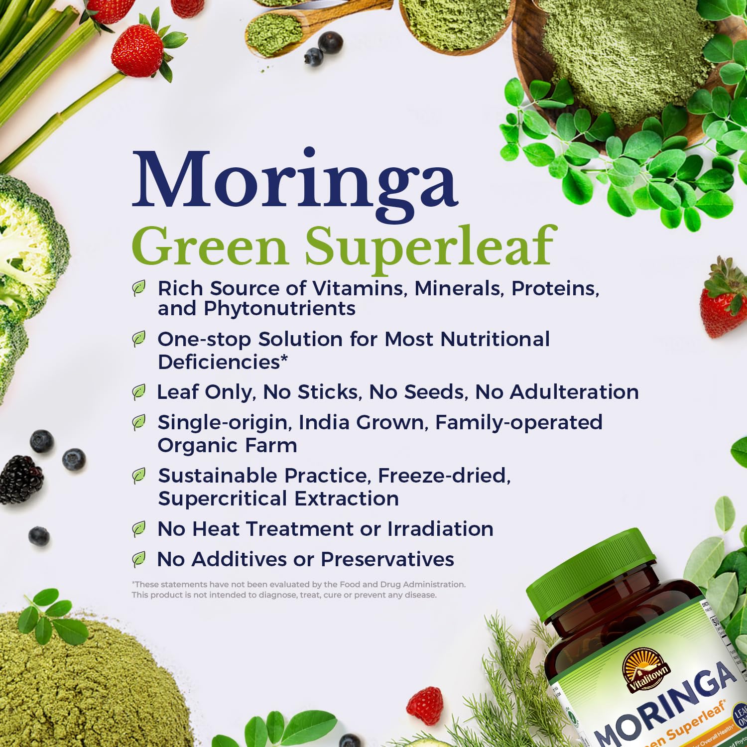 Vitalitown Moringa cápsulas preparadas para tomarlas fácilmente