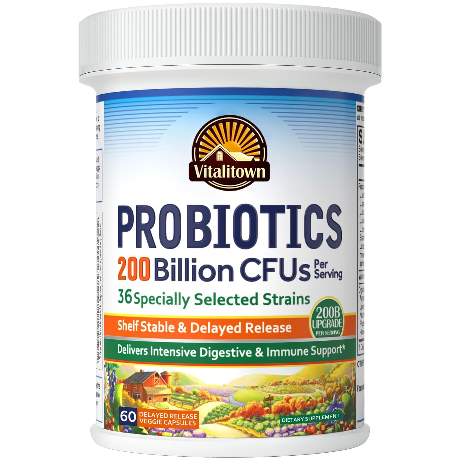 Vitalitown Probiotics: frasco de 200 mil millones CFU para apoyo digestivo