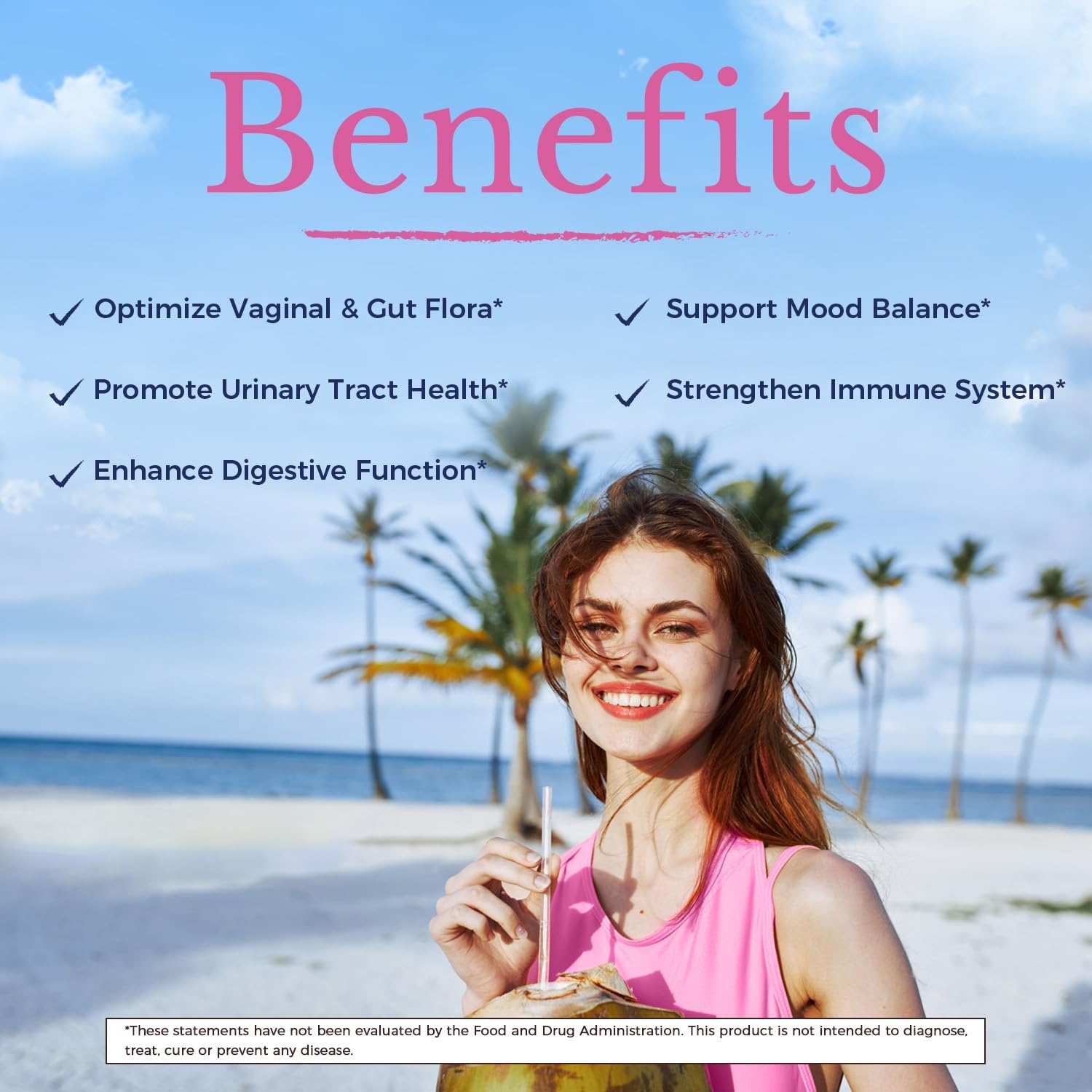 Vitalitown Probióticos para Mujeres, arándano-orgánico, ingrediente visible para salud urinaria y general.