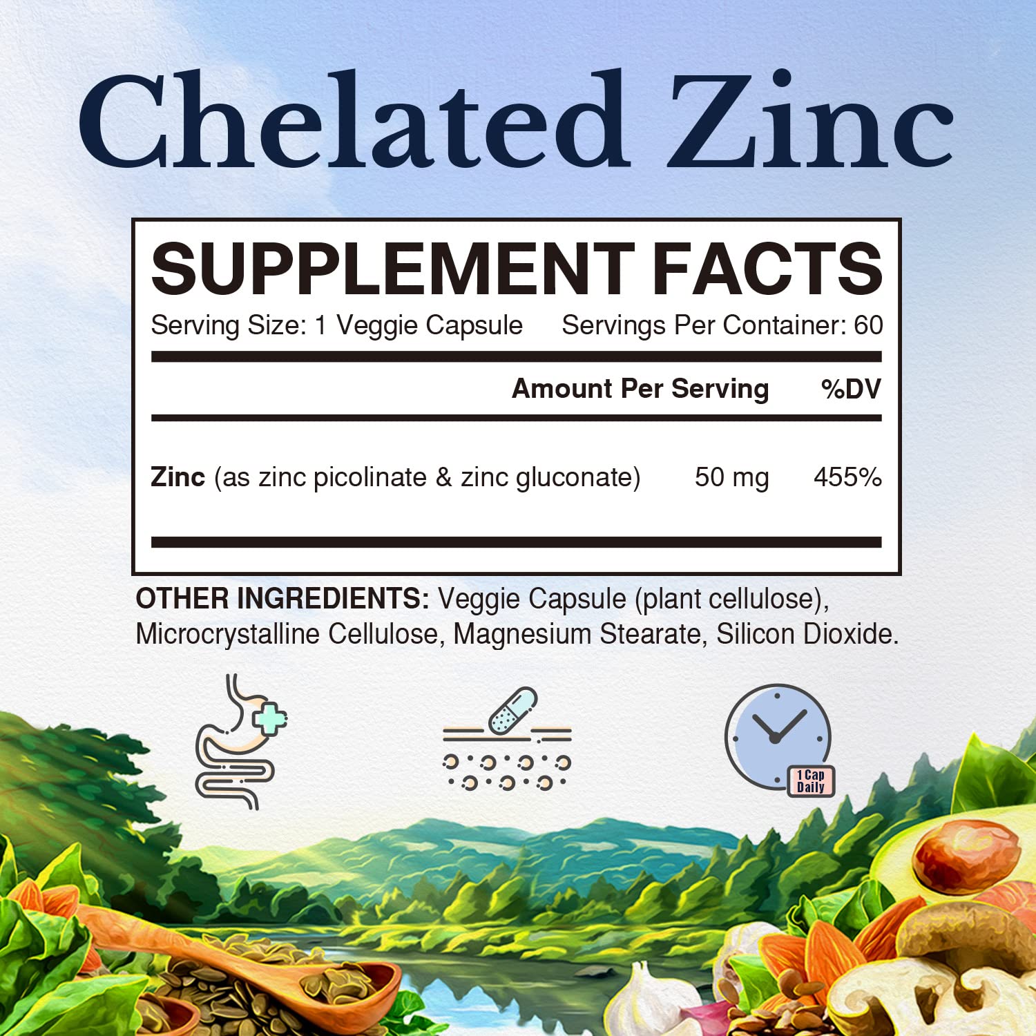 Vitalitown zinc-picolinato cápsula, alta absorción para mejor asimilación