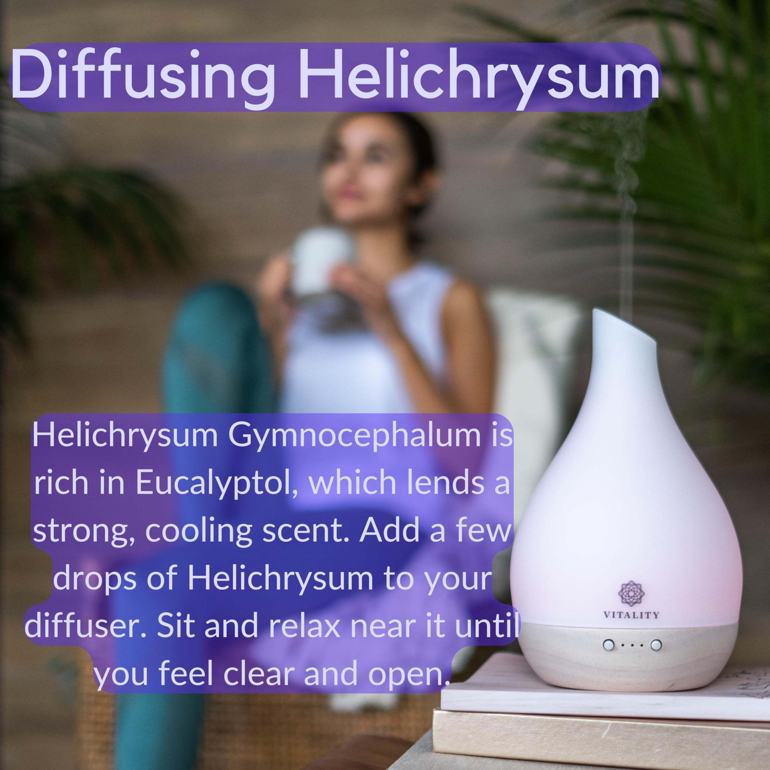 Vitality Helichrysum: etiqueta con ingredientes y origen vegetal.