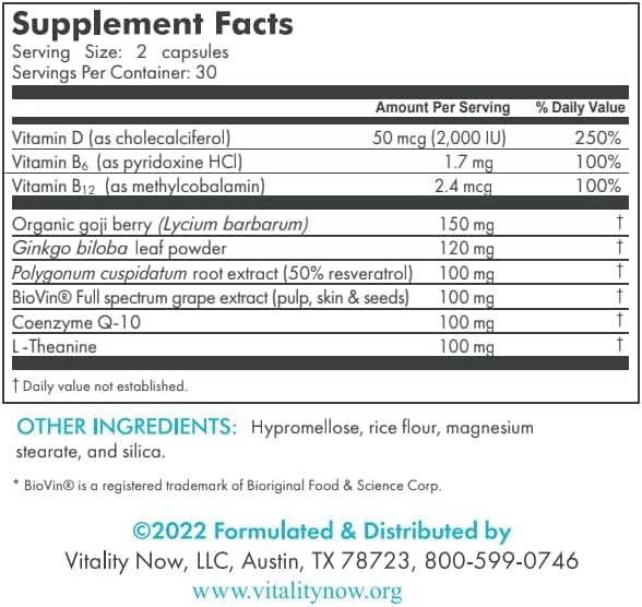 Vitality Now Stem Cell Renew: cápsulas en mesa, apoyo a la claridad mental