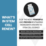Vitality Now Stem Cell Renew etiqueta principal con indicaciones de uso.