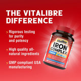 Vitallibre Hierro Complex: hecho en Estados Unidos con altos estándares de calidad.