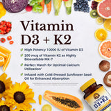Vitalitown softgel D3 K2 en primer plano