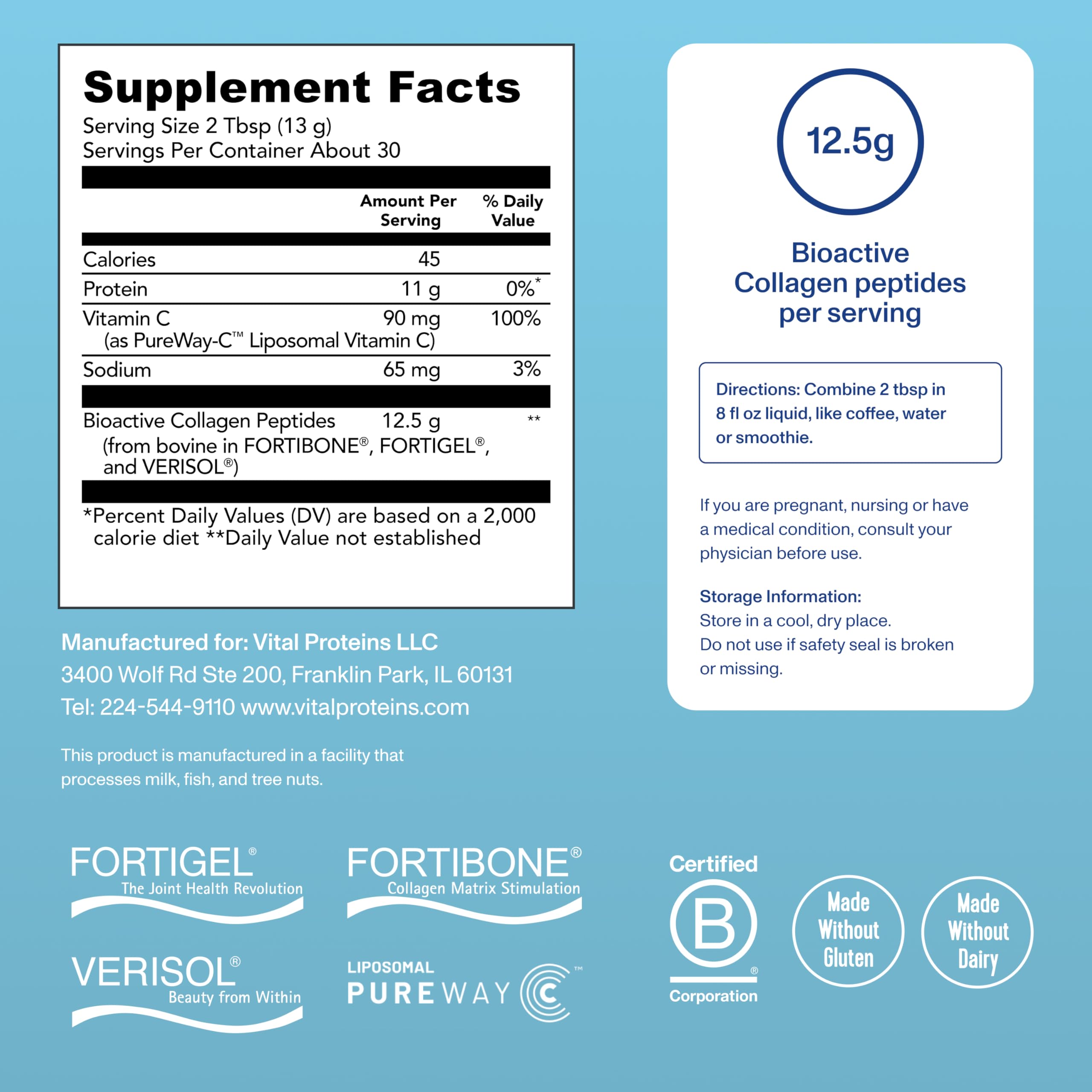 Vital Proteins Professional opción Paleo, libre de gluten y lácteos