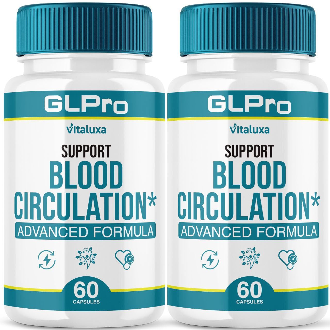 Vitaluxa GLPro cápsulas primer plano, apoyo diario a la circulación y balance sanguíneo.