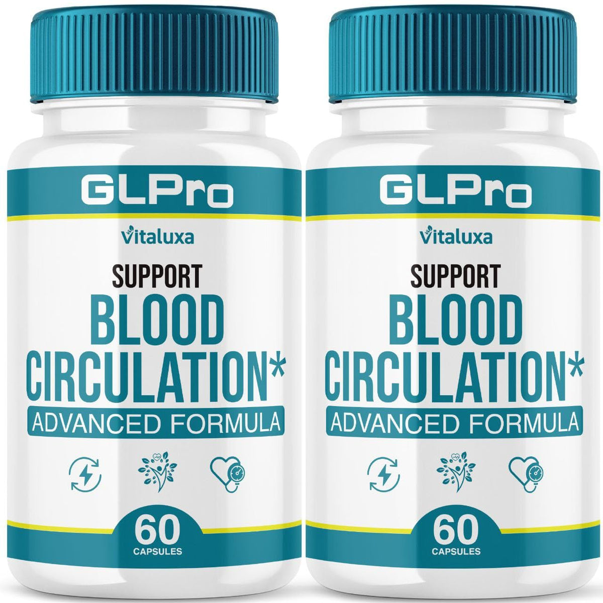Vitaluxa GLPro cápsulas primer plano, apoyo diario a la circulación y balance sanguíneo.