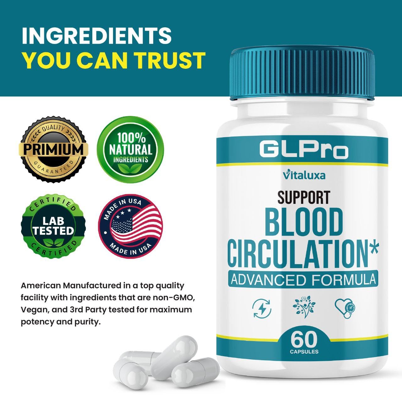 Vitaluxa GLPro etiqueta ingredientes naturales, lista para consumo consciente.