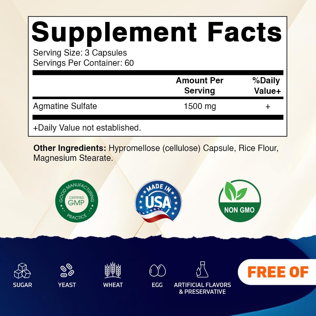 Vitamatic Agmatine Sulfate cápsulas vegetales: fáciles de tragar para tu rutina diaria.