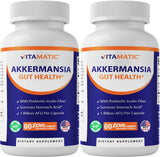 Vitamatic Akkermansia muciniphila cápsulas liberación retardada para soporte diario de la salud intestinal.