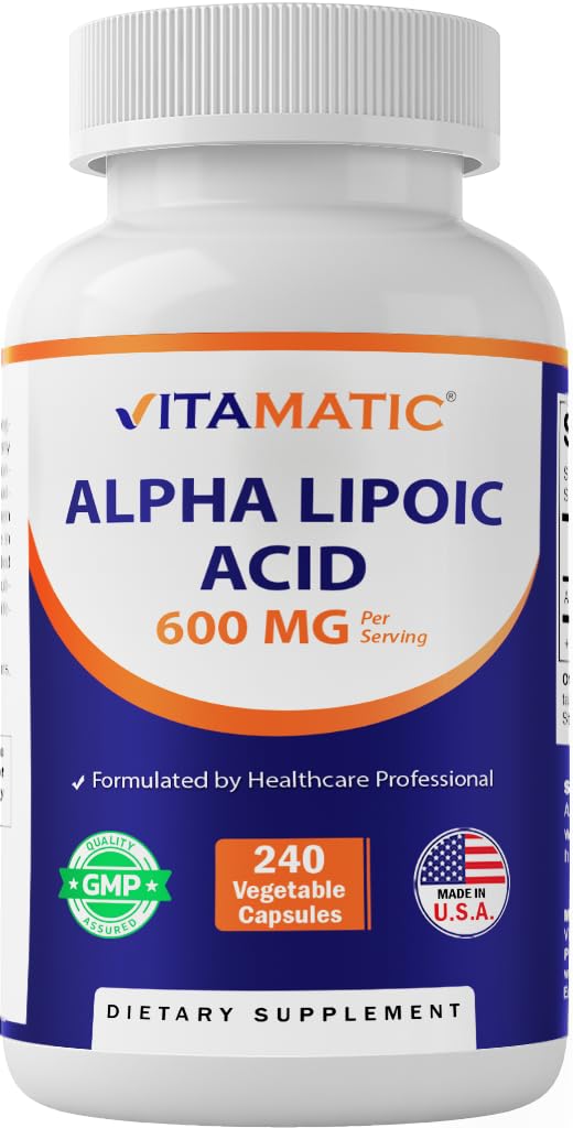 Vitamatic ALA 600 mg, cápsulas vegetales para antioxidante diario.
