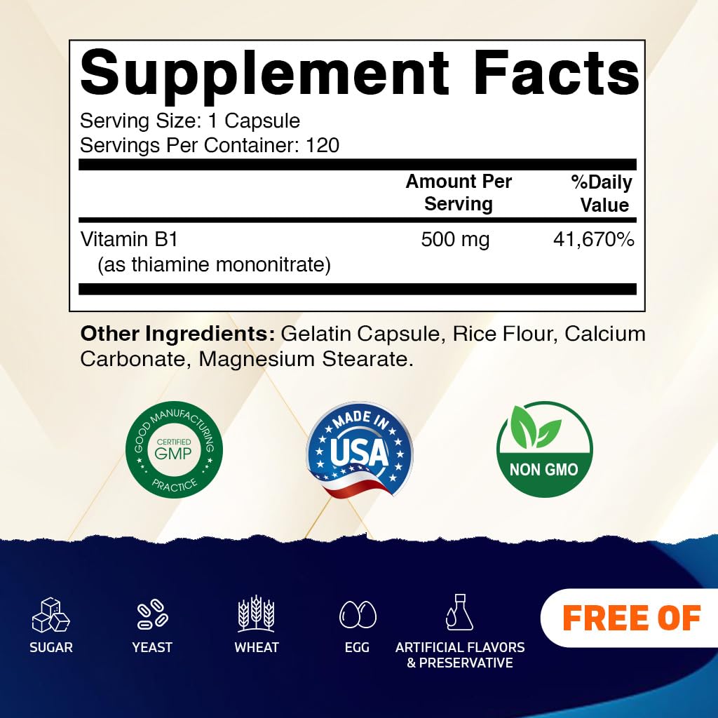Vitamatic B1 cápsulas-120, fuente de energía derivada de nutrientes.