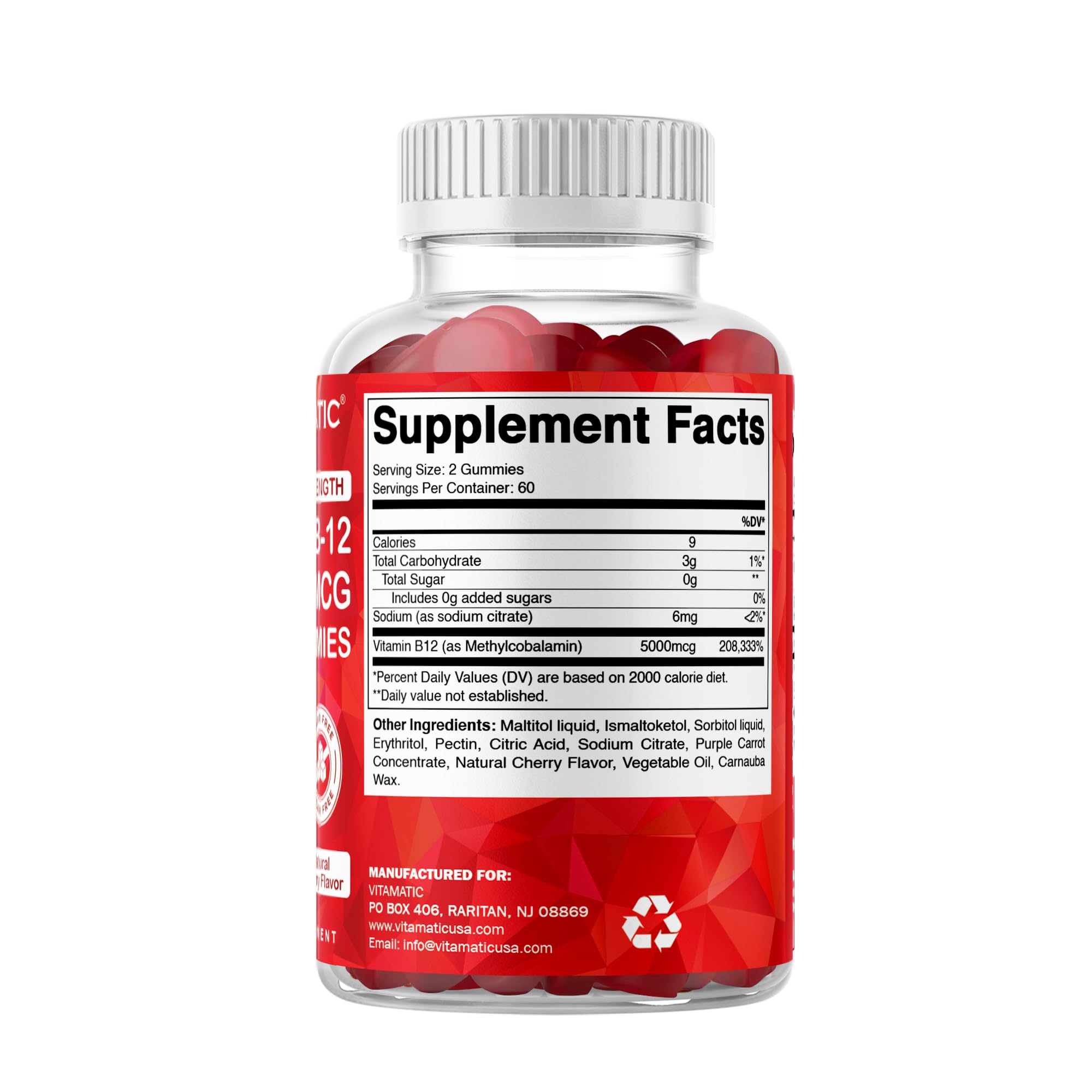 Gomitas Vitamatic B12 sin colorantes artificiales, sabor natural