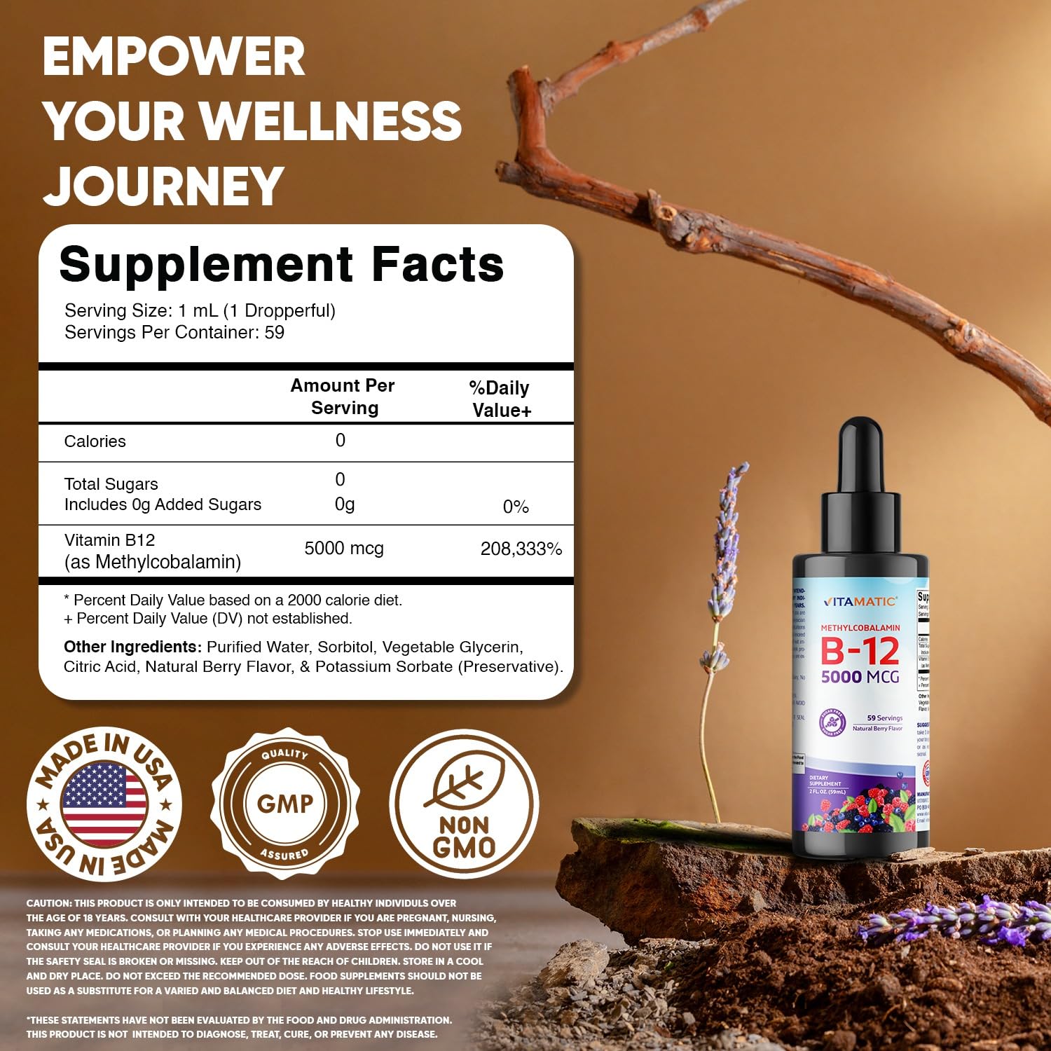 Vitamatic B12 líquido, gotero de 1 ml para dosis precisas