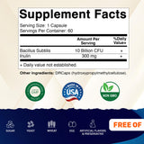 Cápsulas Vitamatic Bacillus Subtilis, fáciles de tragar para bienestar intestinal.