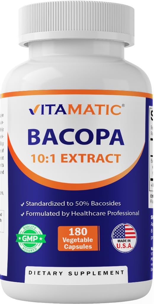 Vitamatic Bacopa Monnieri extracto 10:1 en cápsulas para apoyo diario de concentración