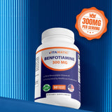 Cápsulas de Vitamatic Benfotiamina, textura neutra y consumo fácil.