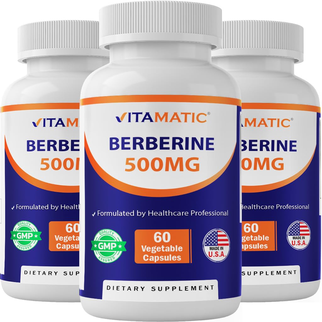 Vitamatic Berberina 500 mg en botella vegetal, para apoyar el metabolismo saludable