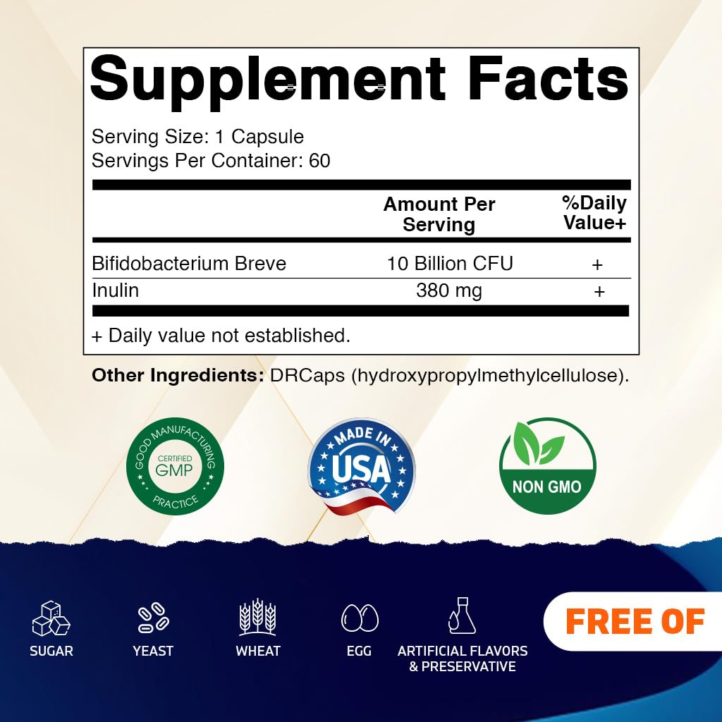 Vitamatic Bifidobacterium Breve 10B etiqueta nutricional clara en el envase