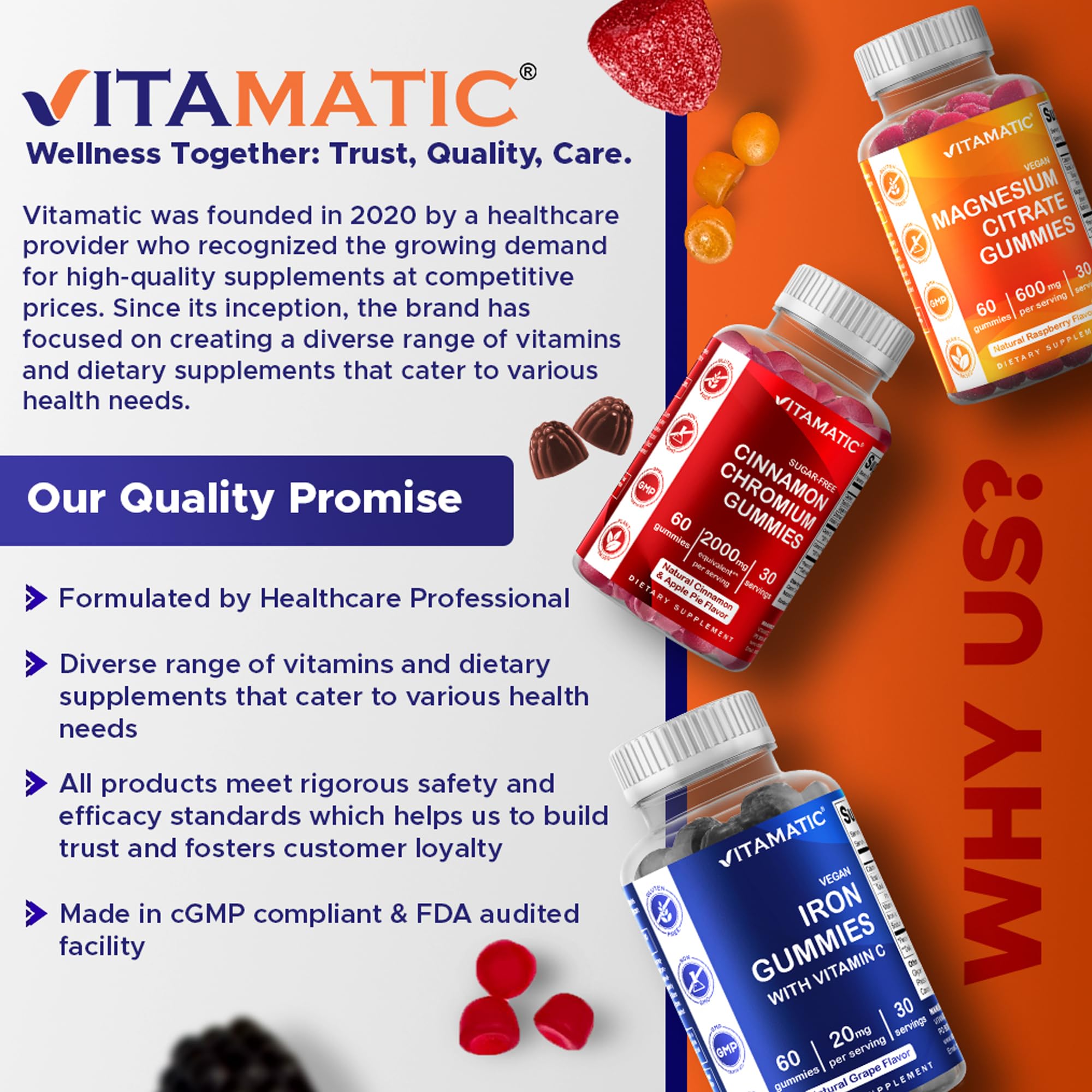 Vitamatic Biotin Gummies promueve brillo natural del cabello y uñas.