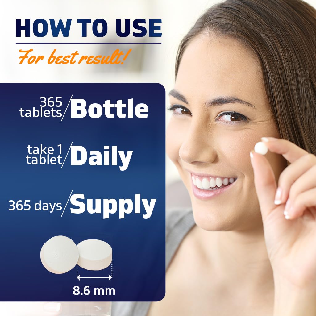 Tabletas Vitamatic Biotina 10000mcg apiladas para consumo diario.