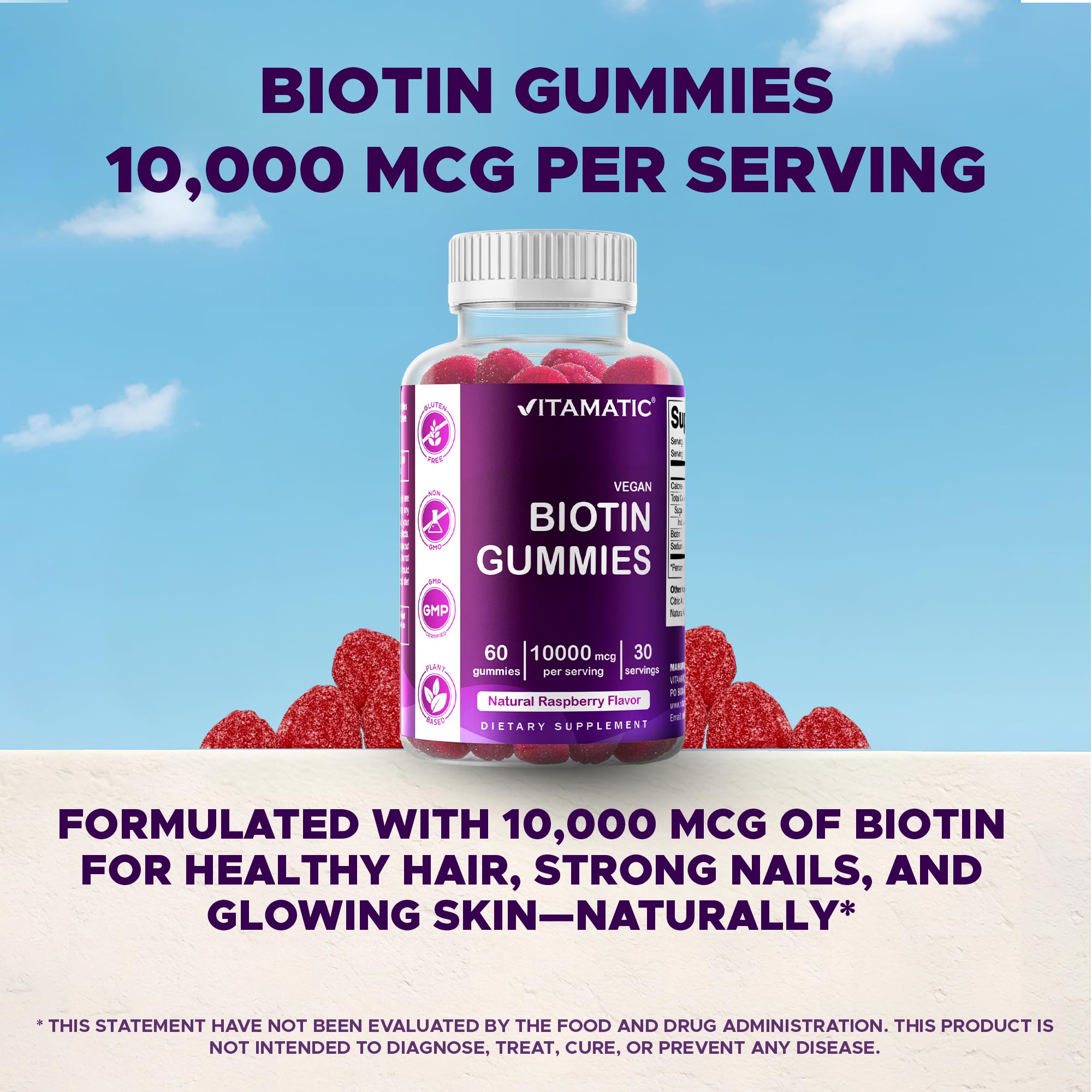 Gomitas Vitamatic con sabor a frambuesa natural para una experiencia de consumo placentera.