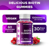 Gomitas de biotina Vitamatic, dosis diaria de 10 mg para beneficio capilar.